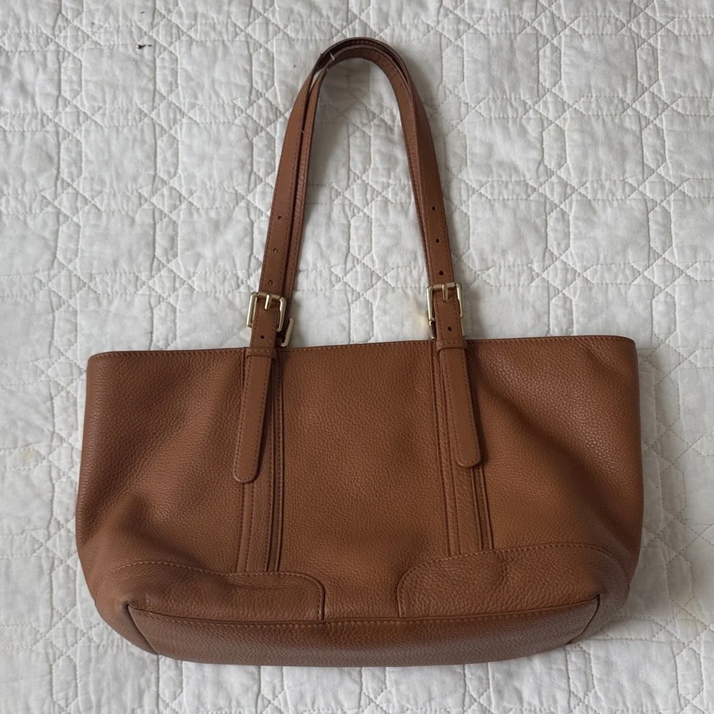 Tory Burch Brown Pebbled Leather Shoulder Tote
